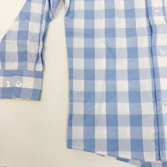 Bella Bliss Boys 4 Blue White Skye Check Chapman Button Down Shirt Long Sleeve - Picture 4 of 10
